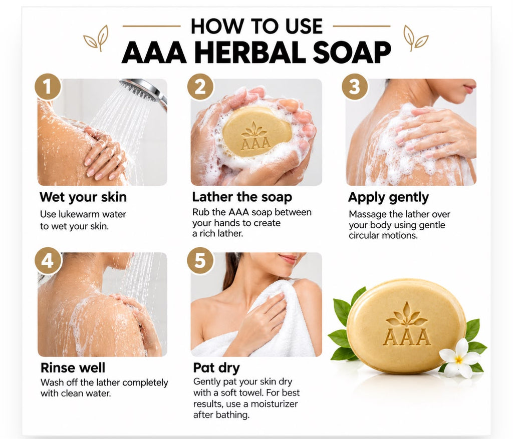 AAA Herbal Soap – Pack of 3 | Saffron, Turmeric & Sandalwood | Natural Herbal Soap